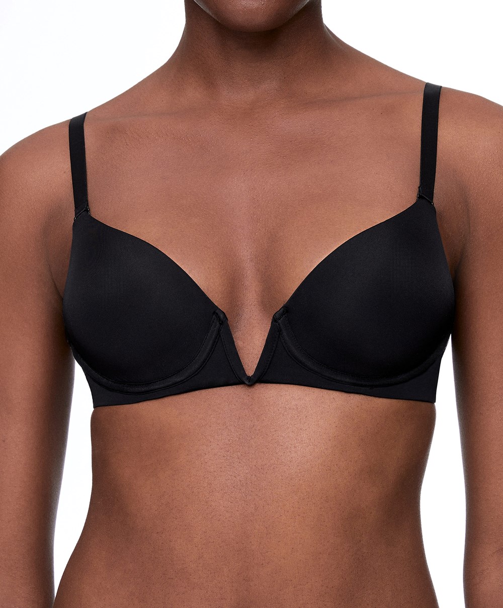 Oysho V-neck Multiway Push-up Bra μαυρα | GOARMV-348