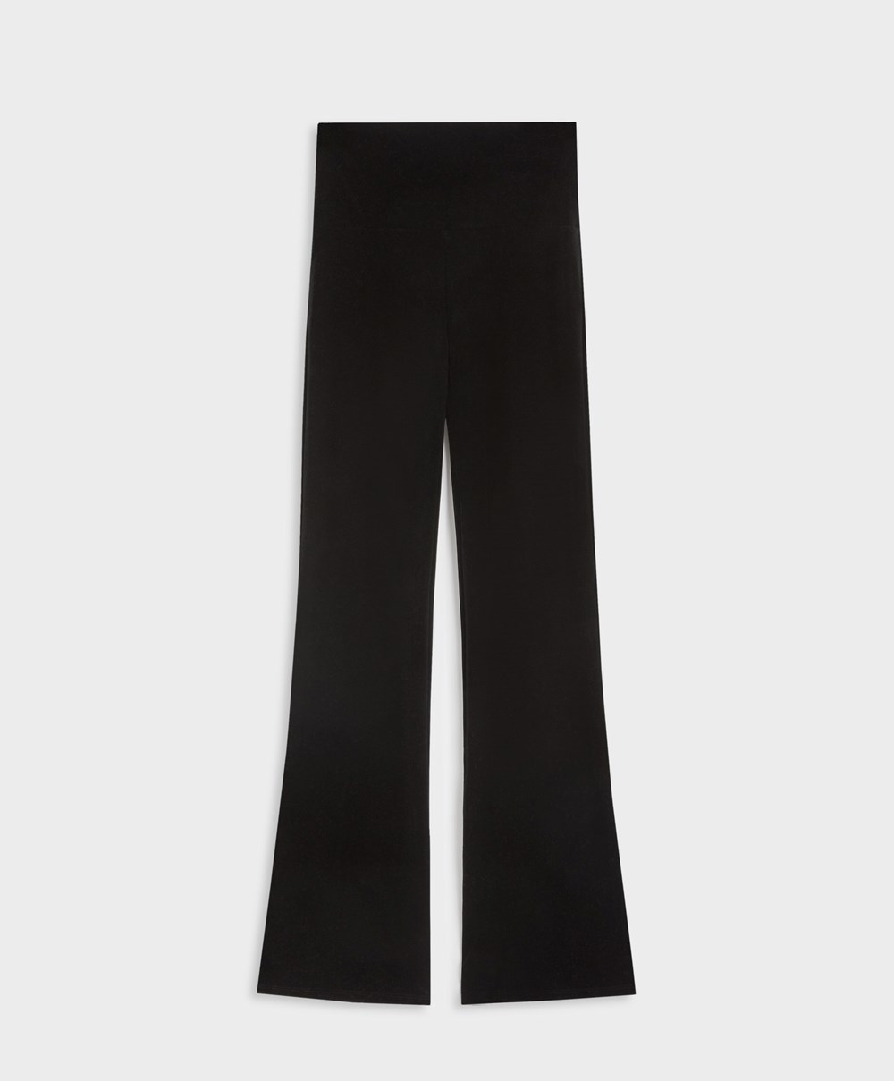 Oysho Velour Flare Trousers μαυρα | KFMCUJ-358