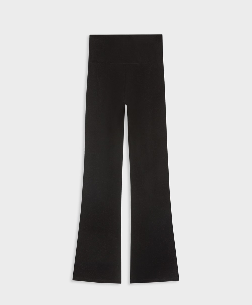 Oysho Velour Flare Trousers μαυρα | KFMCUJ-358