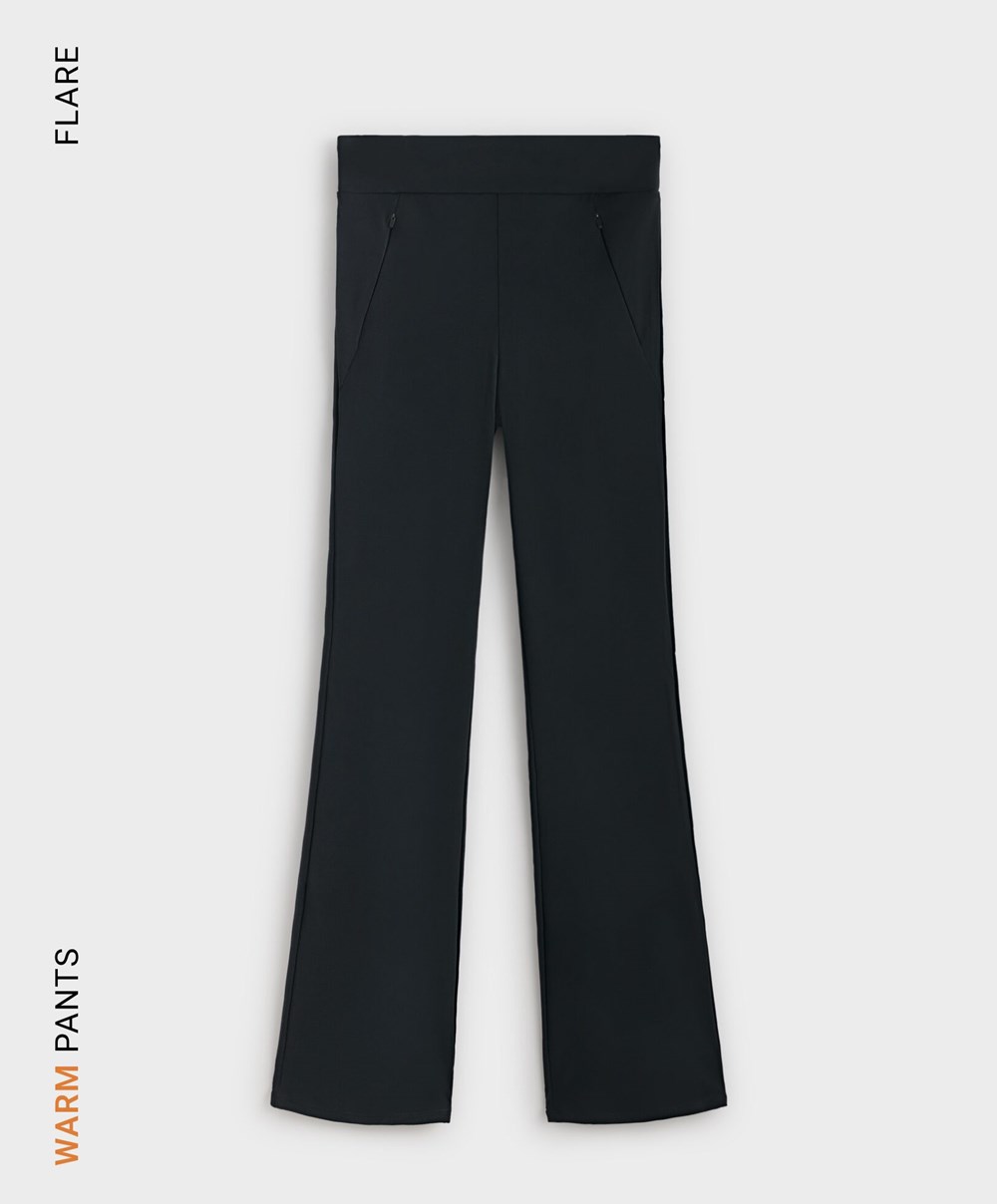 Oysho Warm Flare Trousers μαυρα | GKFIYJ-912