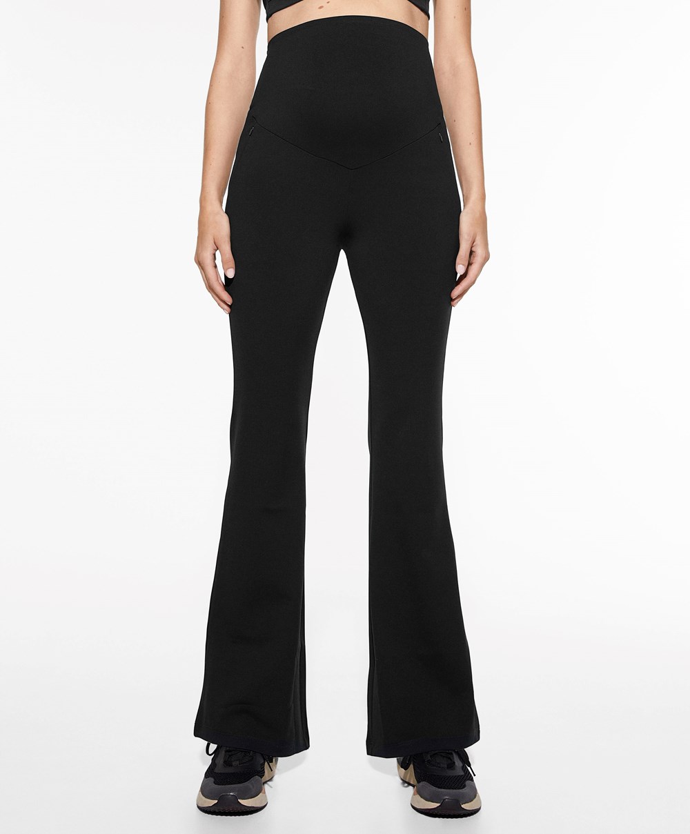 Oysho Warm Maternity Flare Trousers μαυρα | YXFTKW-298