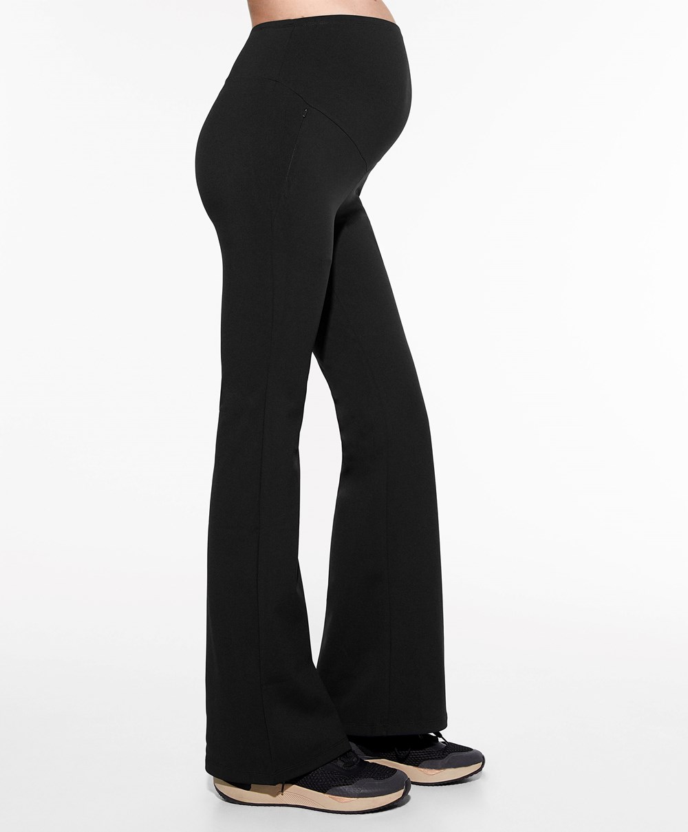 Oysho Warm Maternity Flare Trousers μαυρα | YXFTKW-298