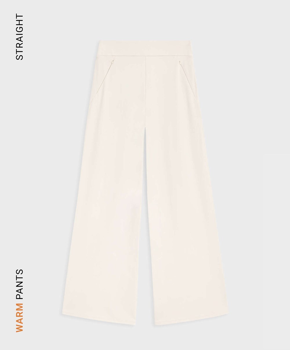 Oysho Warm Ευθεία Trousers Sand | ZGWBDT-936