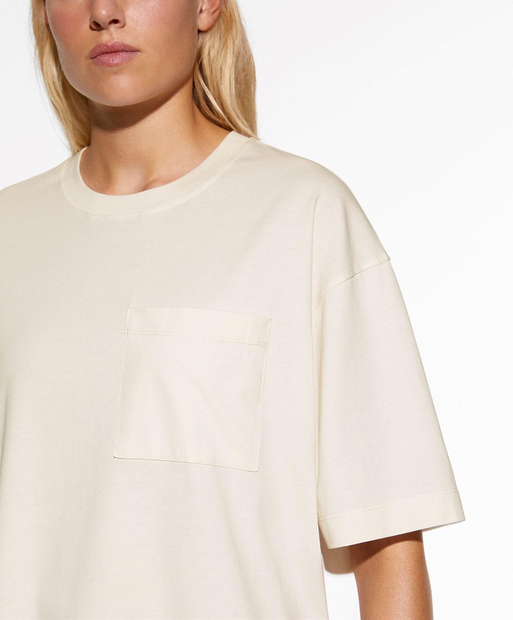 Oysho Washed 100% βαμβακερα Long T-shirt Cream-white | EVSWCX-146