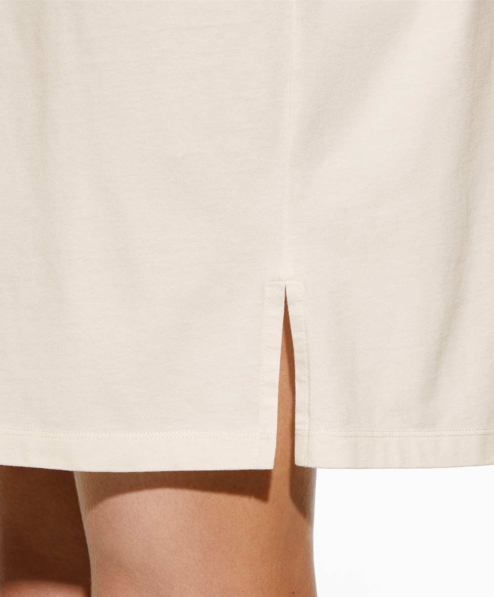 Oysho Washed 100% βαμβακερα Long T-shirt Cream-white | EVSWCX-146