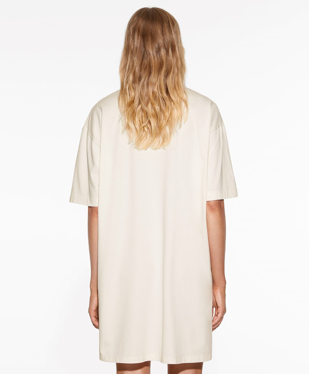 Oysho Washed 100% βαμβακερα Long T-shirt Cream-white | EVSWCX-146