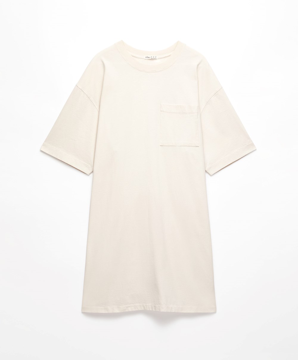 Oysho Washed 100% βαμβακερα Long T-shirt Cream-white | EVSWCX-146