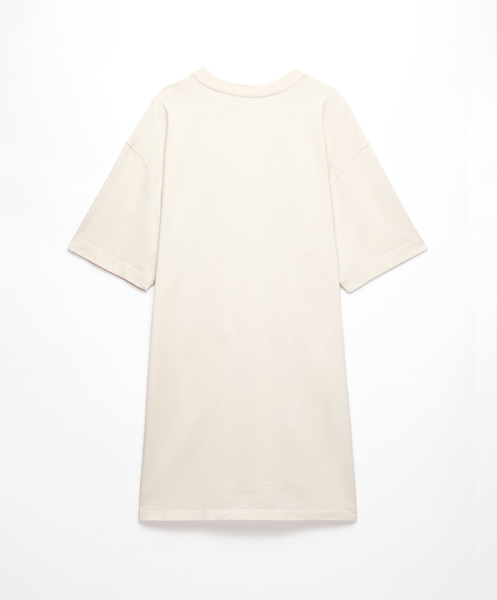 Oysho Washed 100% βαμβακερα Long T-shirt Cream-white | EVSWCX-146