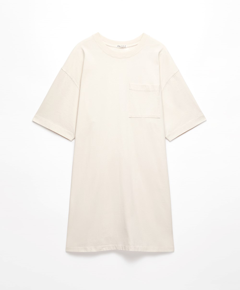 Oysho Washed 100% βαμβακερα Long T-shirt Cream-white | ZAXCHD-735