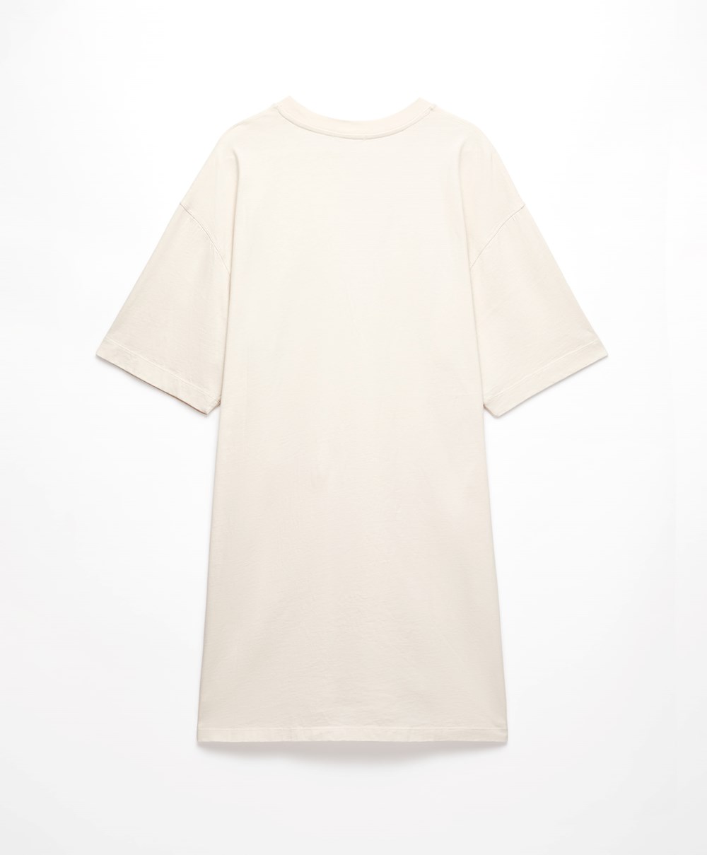 Oysho Washed 100% βαμβακερα Long T-shirt Cream-white | ZAXCHD-735