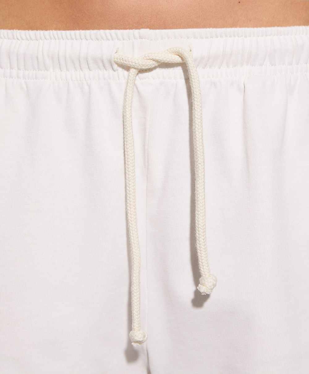 Oysho Washed 100% βαμβακερα Shorts Cream-white | AFNGCD-846