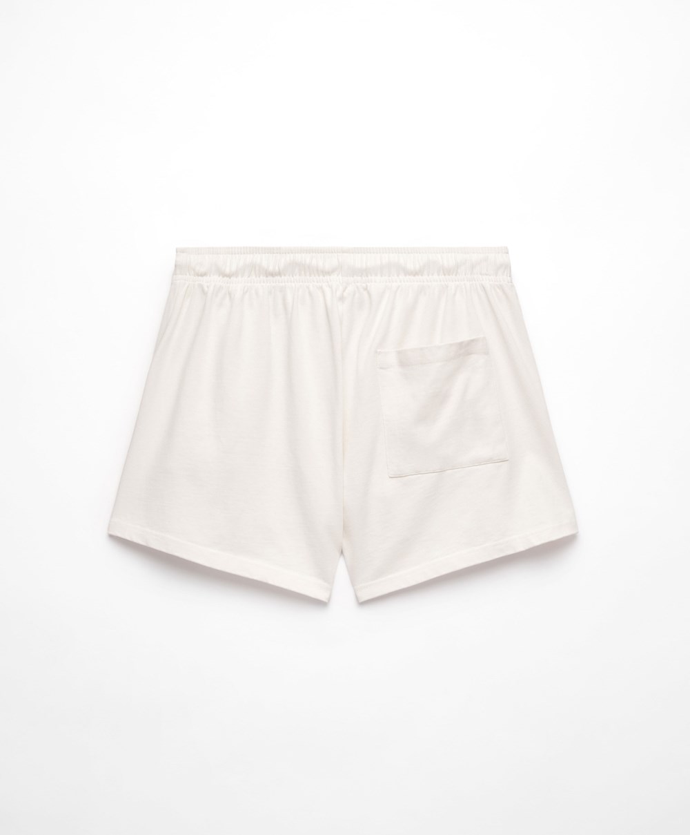 Oysho Washed 100% βαμβακερα Shorts Cream-white | AFNGCD-846