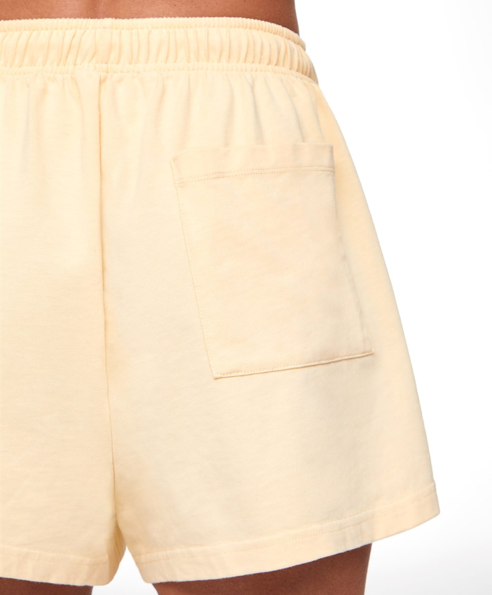 Oysho Washed 100% βαμβακερα Shorts κίτρινα | OTXKJR-294