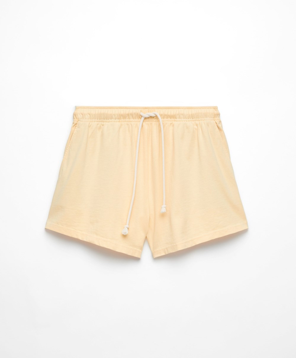 Oysho Washed 100% βαμβακερα Shorts κίτρινα | OTXKJR-294