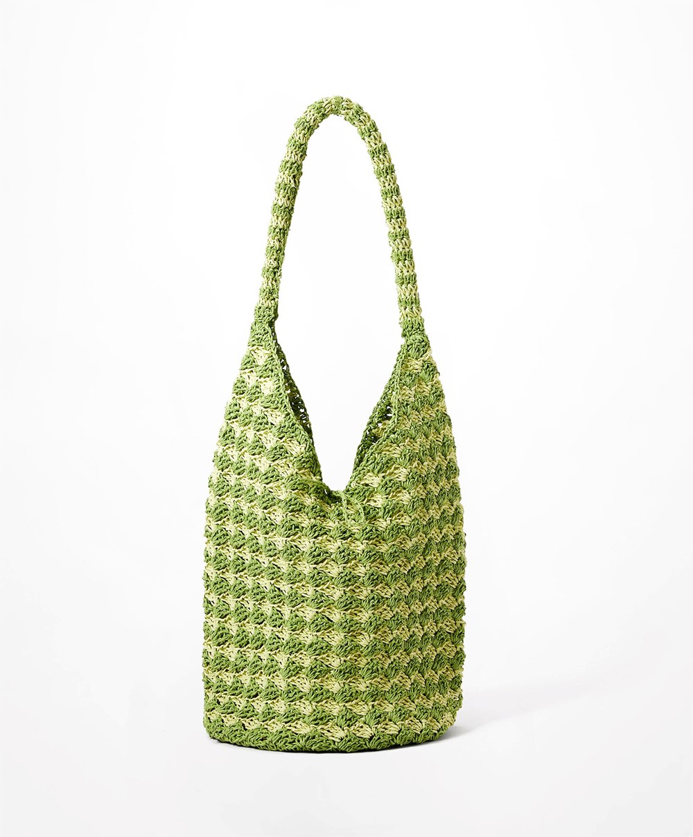 Oysho Woven Hobo Bag πρασινο | MSNJDR-512