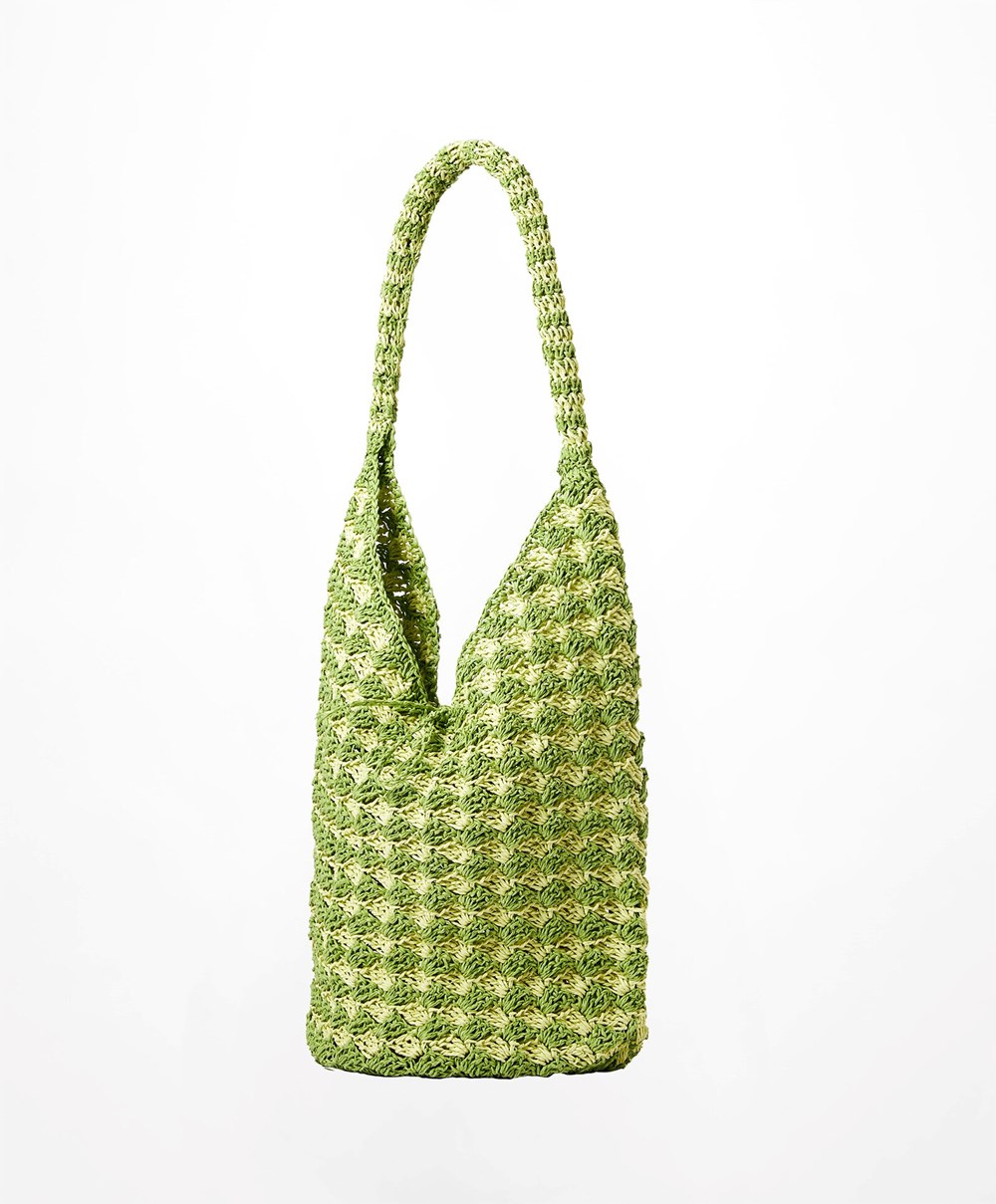 Oysho Woven Hobo Bag πρασινο | MSNJDR-512