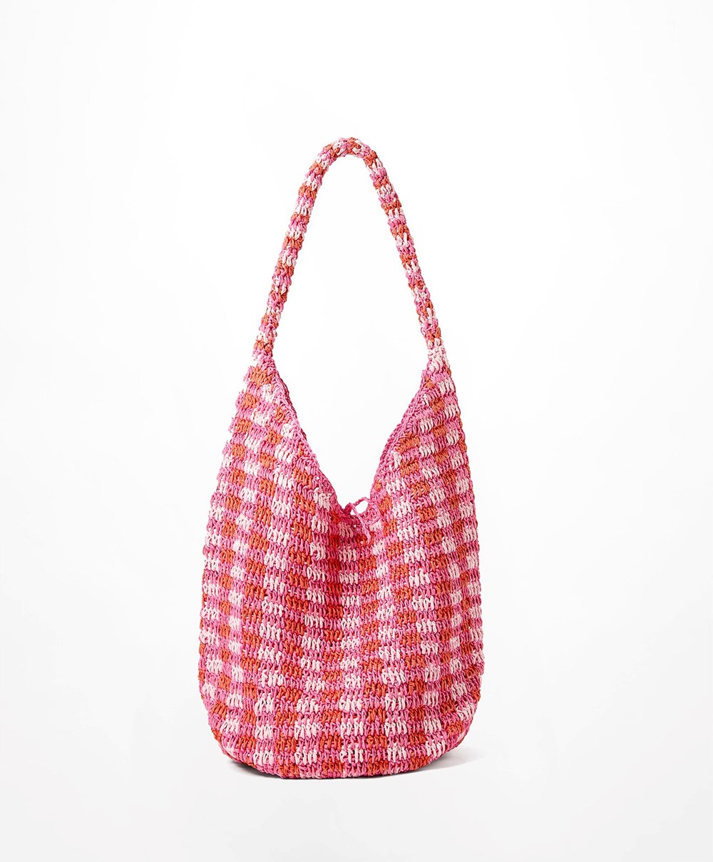 Oysho Woven Hobo Bag φουξια | QZPXAI-496