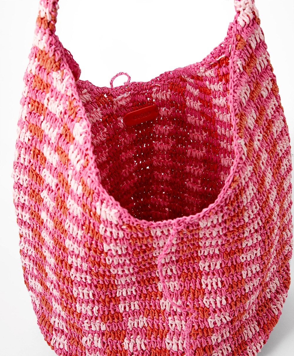 Oysho Woven Hobo Bag φουξια | QZPXAI-496