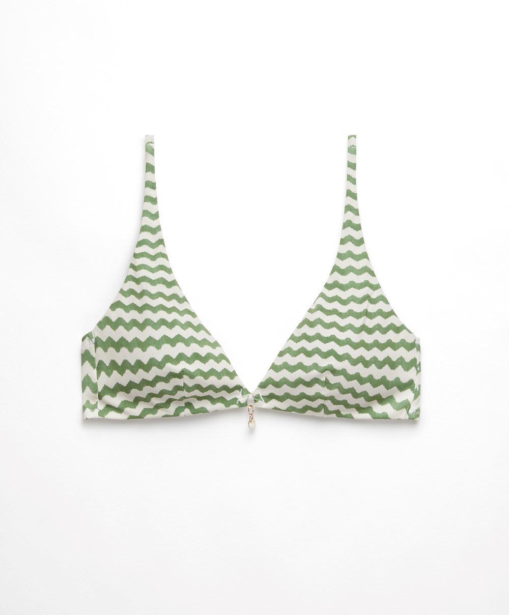 Oysho Zigzag Halter Μπικίνι Top πρασινο | YXZKCL-914