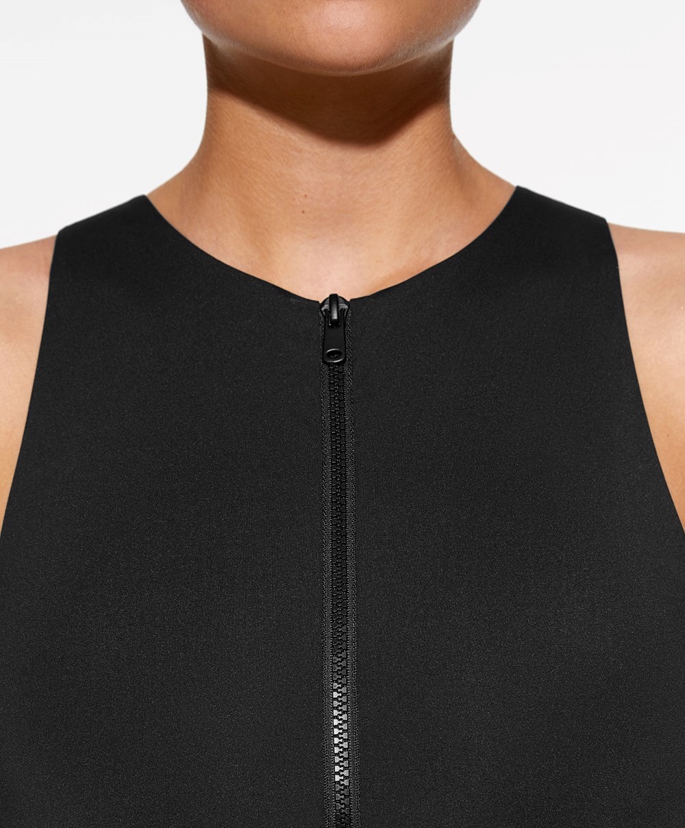 Oysho Zip Swimsuit μαυρα | RSPKIE-345