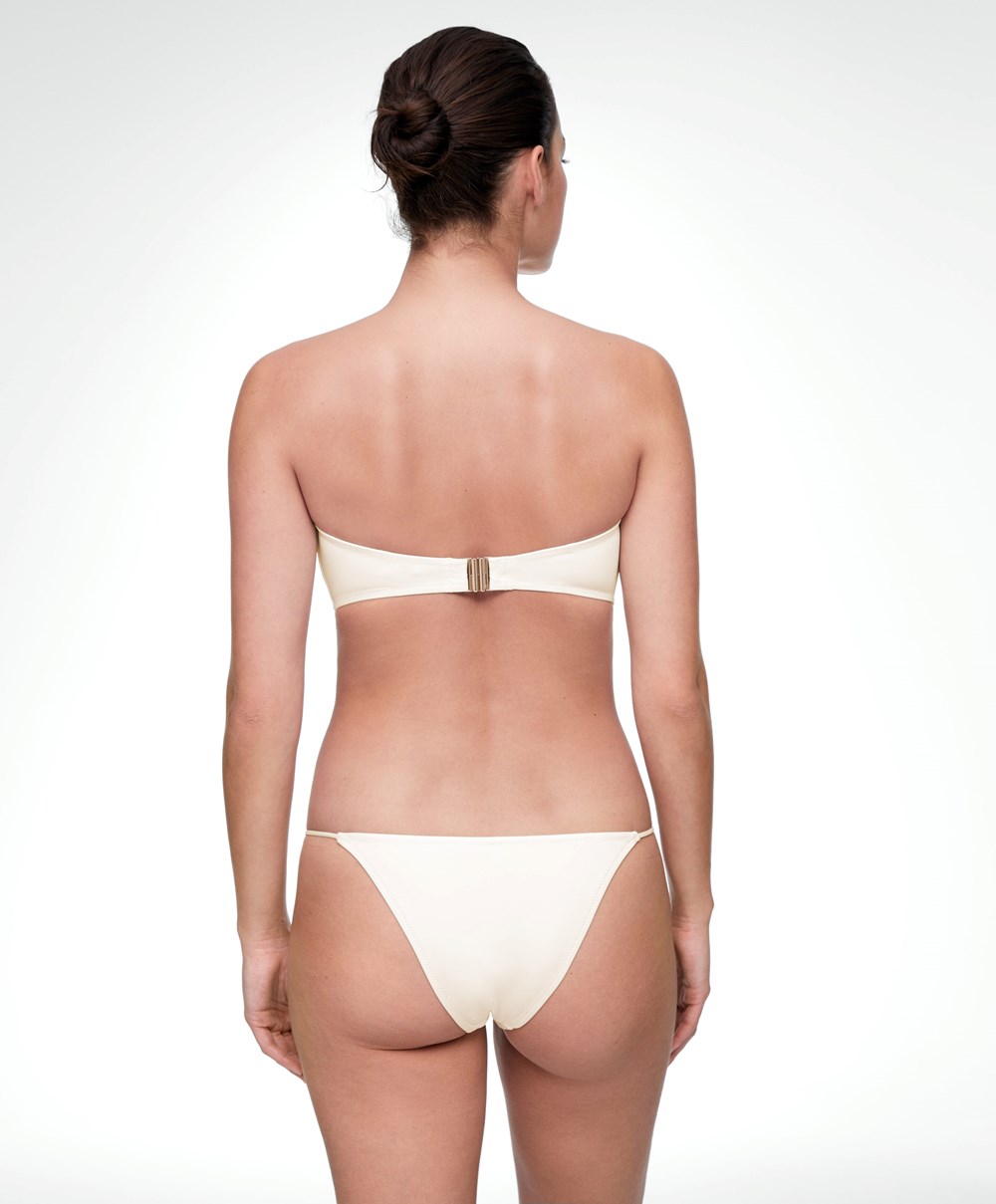 Oysho strappy Medium-coverage Μπικίνι Briefs Ecru | HNKAVT-380