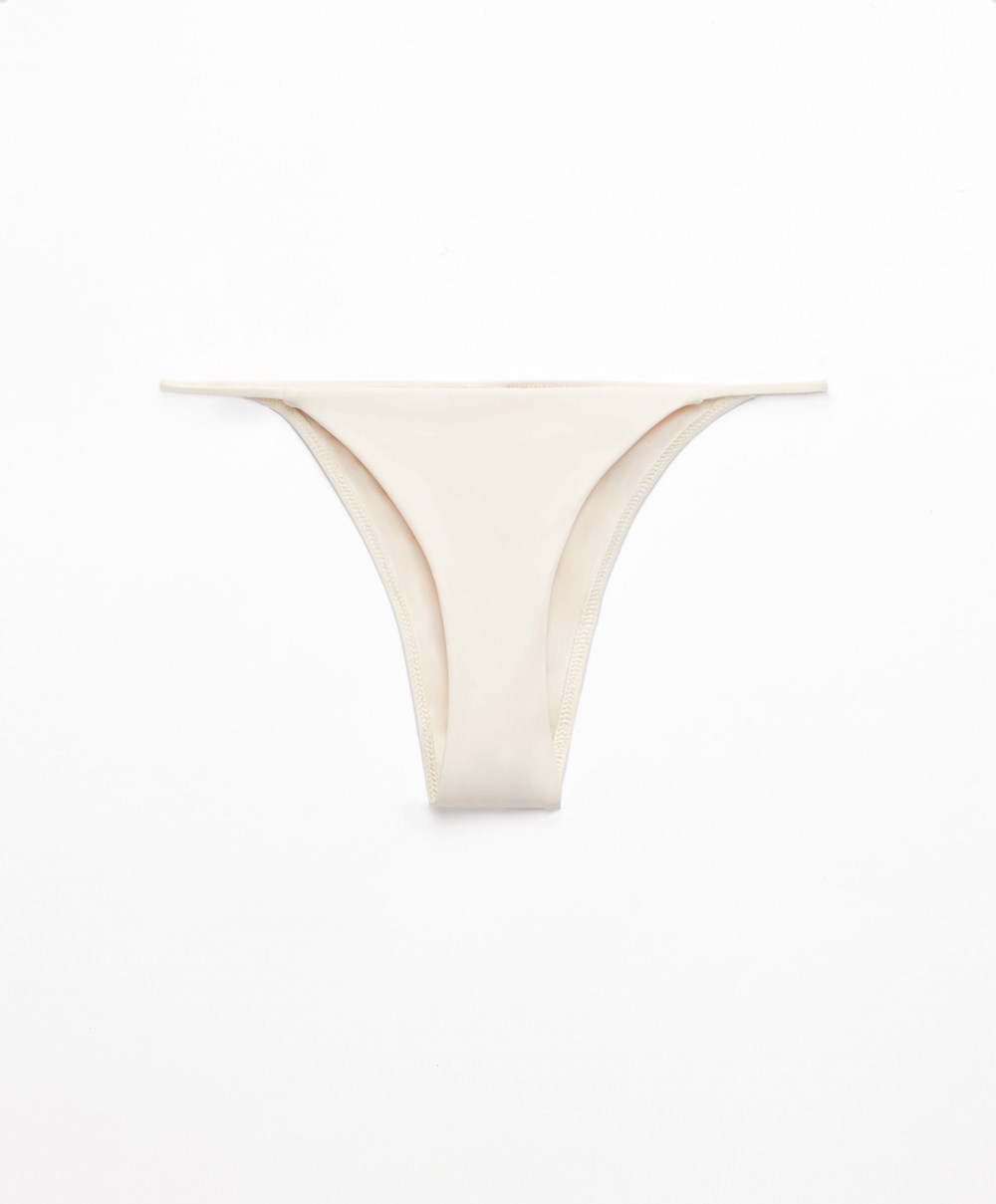 Oysho strappy Medium-coverage Μπικίνι Briefs Ecru | HNKAVT-380