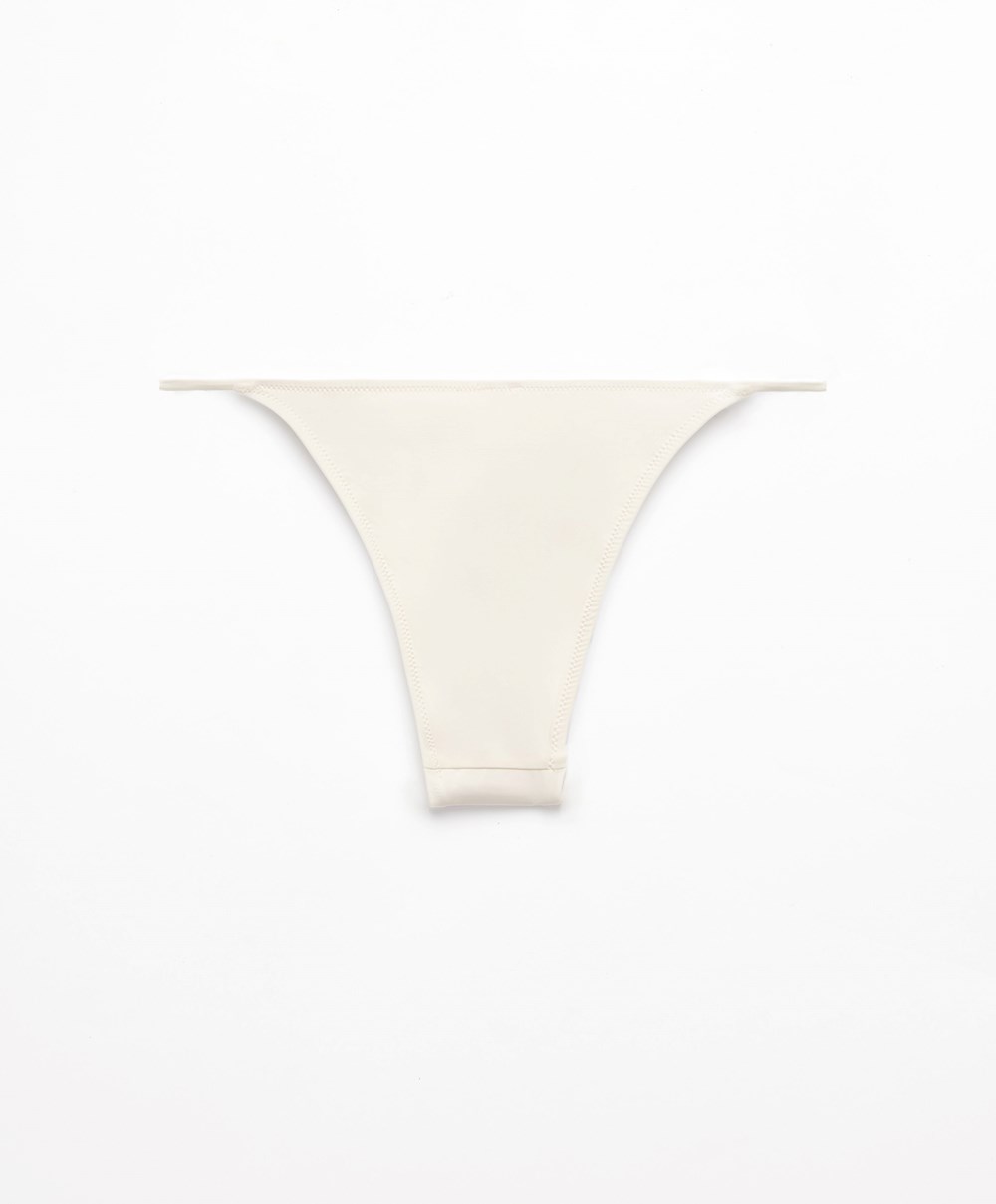 Oysho strappy Medium-coverage Μπικίνι Briefs Ecru | HNKAVT-380