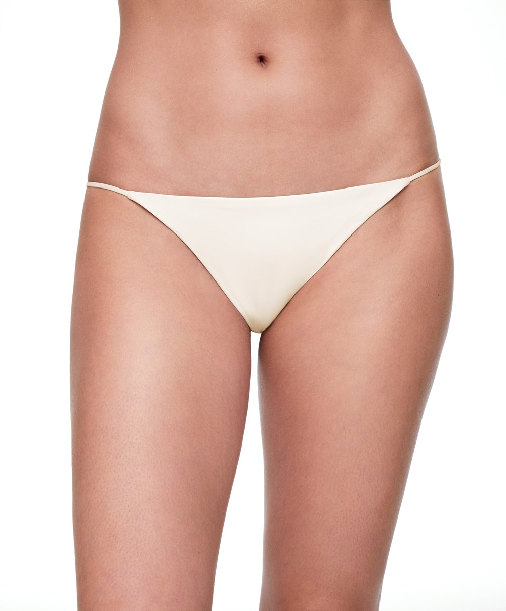 Oysho strappy Medium-coverage Μπικίνι Briefs Ecru | HNKAVT-380