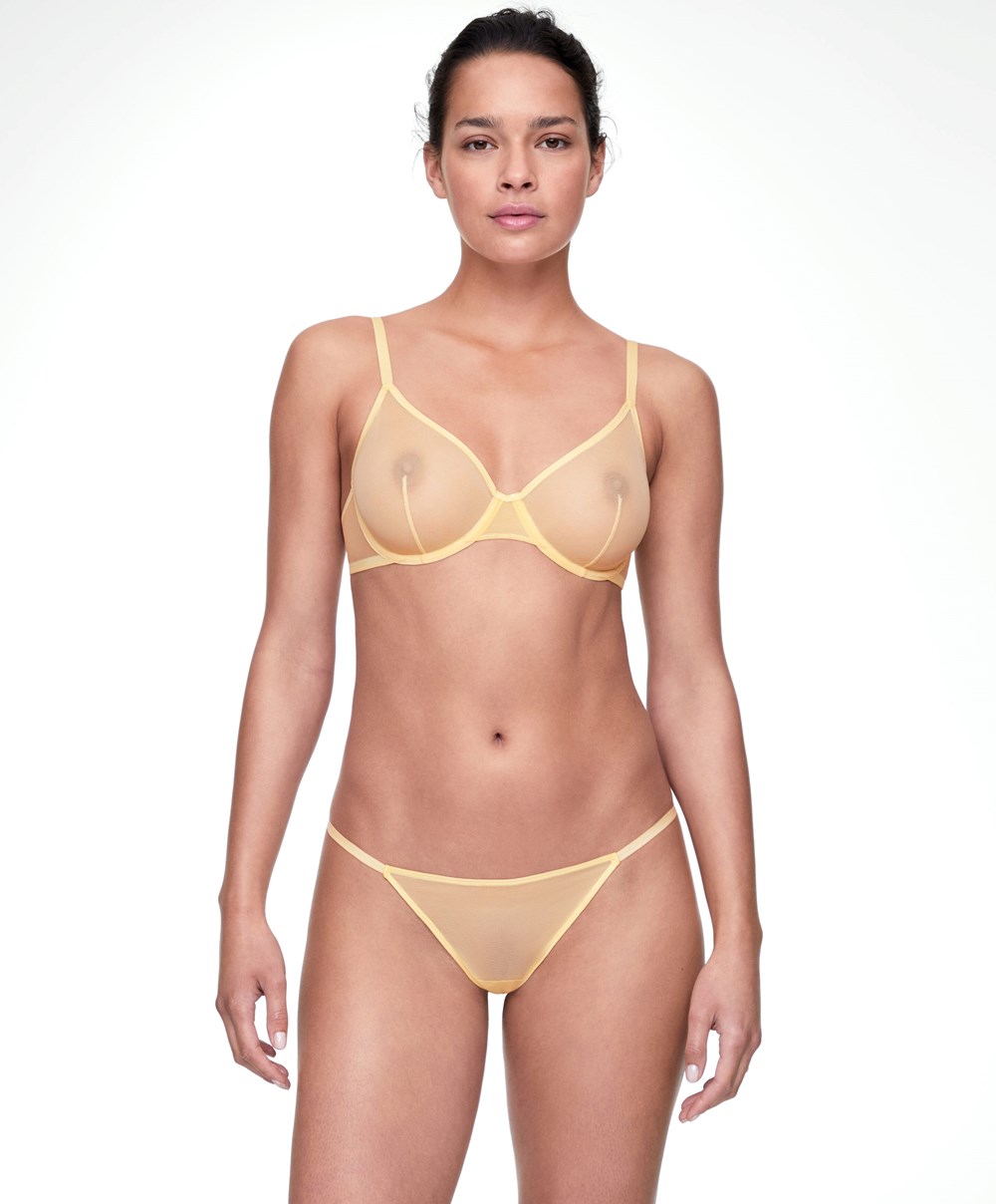 Oysho strappy Tulle Στρινγκ κίτρινα | PWJIQD-786