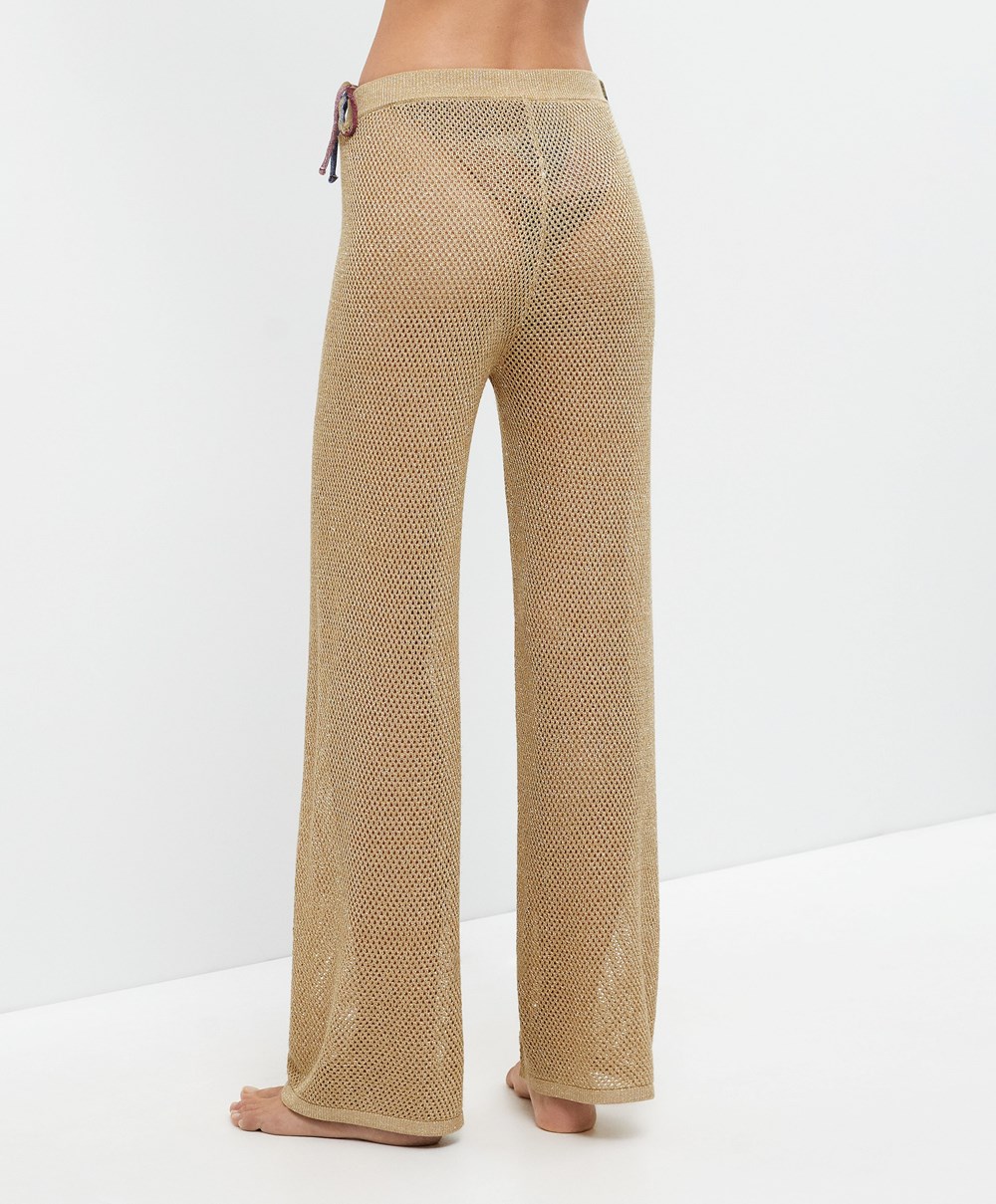 Oysho Ευθεία Fit Knit Trousers χρυσο χρωμα | GNZYAI-017