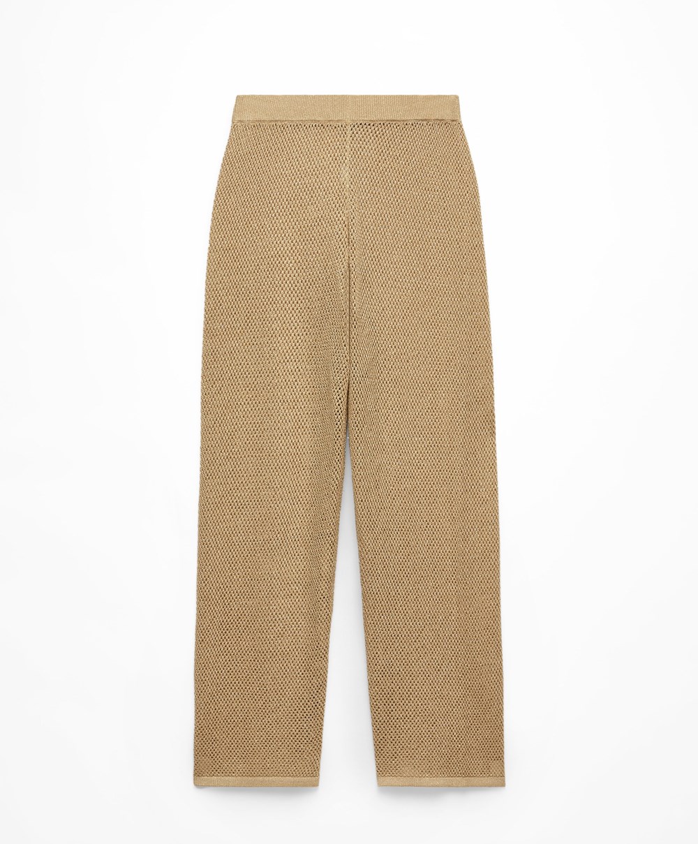 Oysho Ευθεία Fit Knit Trousers χρυσο χρωμα | PYASDK-137