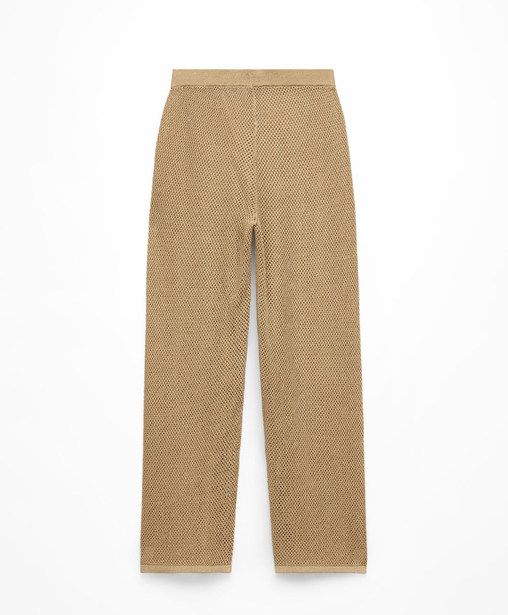 Oysho Ευθεία Fit Knit Trousers χρυσο χρωμα | PYASDK-137