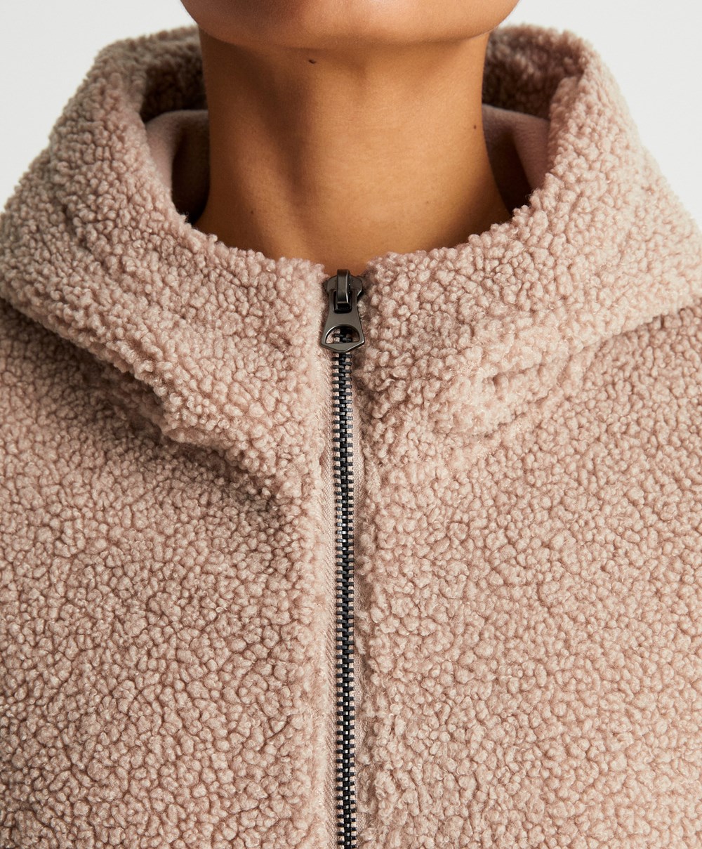 Oysho Κουκουλοφόρος Fleece Jacket Soft Mink | WNQPET-684