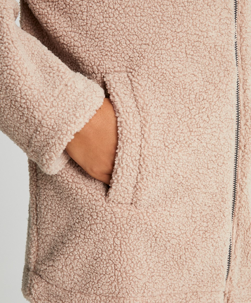 Oysho Κουκουλοφόρος Fleece Jacket Soft Mink | WNQPET-684