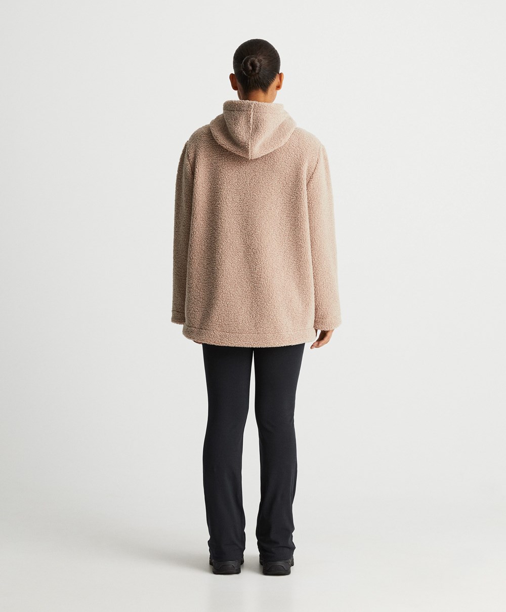 Oysho Κουκουλοφόρος Fleece Jacket Soft Mink | WNQPET-684