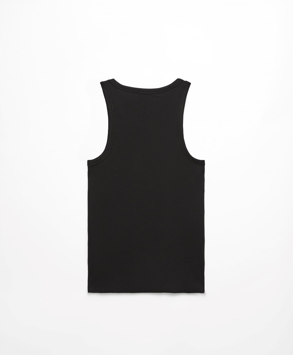 Oysho Πλευρωτός Vest Top μαυρα | LSFKYQ-075