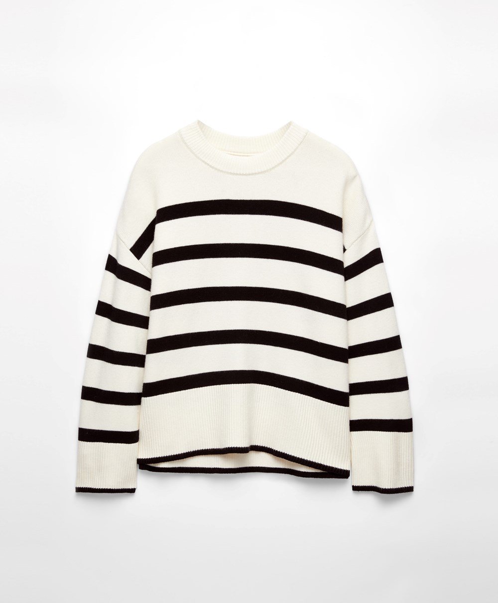 Oysho Ριγέ Knit Jumper μαυρα | DOBTKH-258