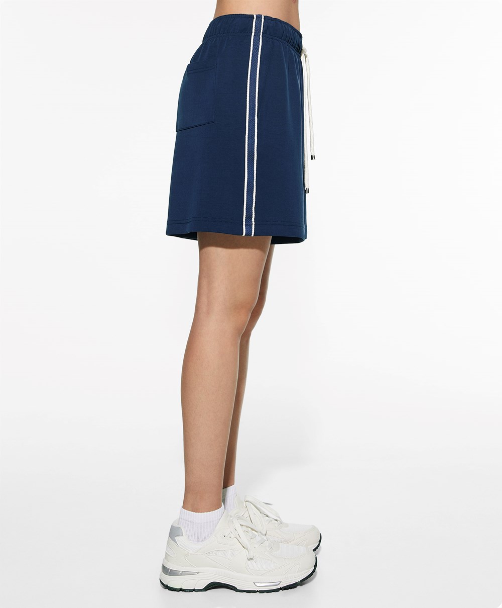 Oysho Ριγέ Soft Touch Modal Bermuda Shorts σκουρο μπλε μπλε | IOPAYX-952