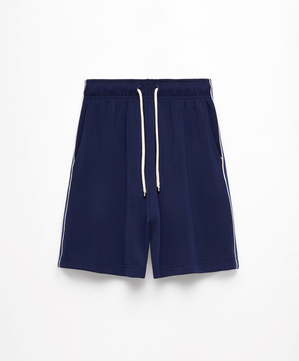 Oysho Ριγέ Soft Touch Modal Bermuda Shorts σκουρο μπλε μπλε | IOPAYX-952