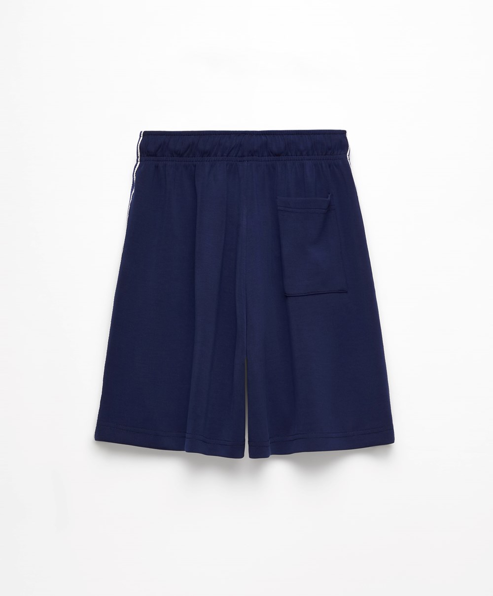 Oysho Ριγέ Soft Touch Modal Bermuda Shorts σκουρο μπλε μπλε | IOPAYX-952