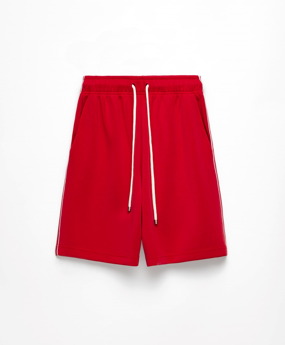 Oysho Ριγέ Soft Touch Modal Bermuda Shorts κοκκινα | KAHGZU-923