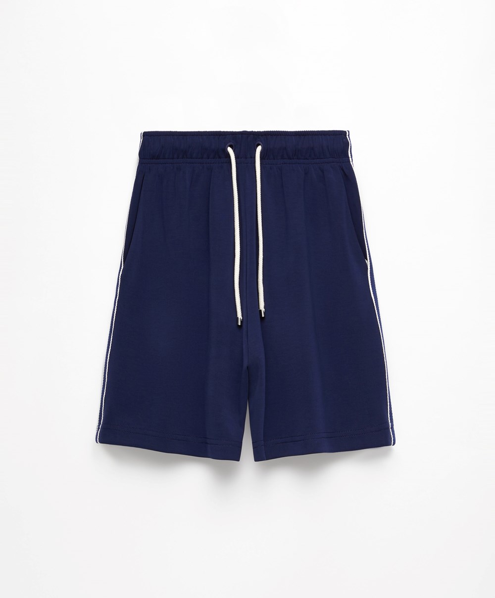 Oysho Ριγέ Soft Touch Modal Bermuda Shorts σκουρο μπλε μπλε | TMRSBG-501