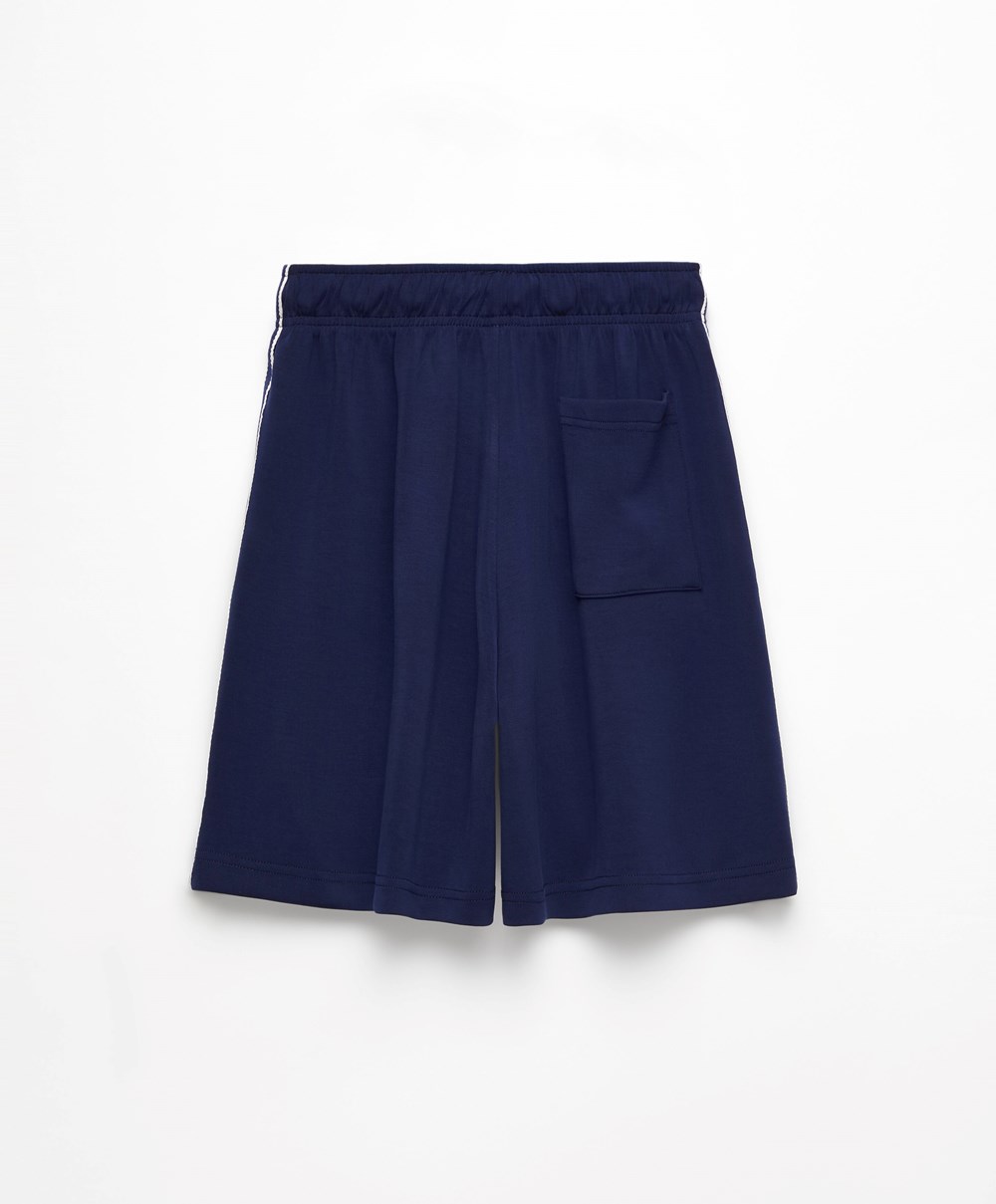 Oysho Ριγέ Soft Touch Modal Bermuda Shorts σκουρο μπλε μπλε | TMRSBG-501