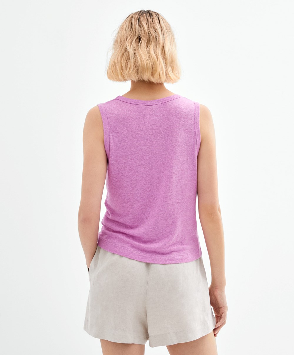 Oysho αμανικα Linen T-shirt ροζ | ROJBKC-982