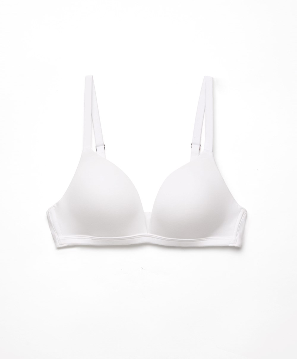 Oysho βαμβακερα Push-up Triangle Bra ασπρα | QDUMSX-061