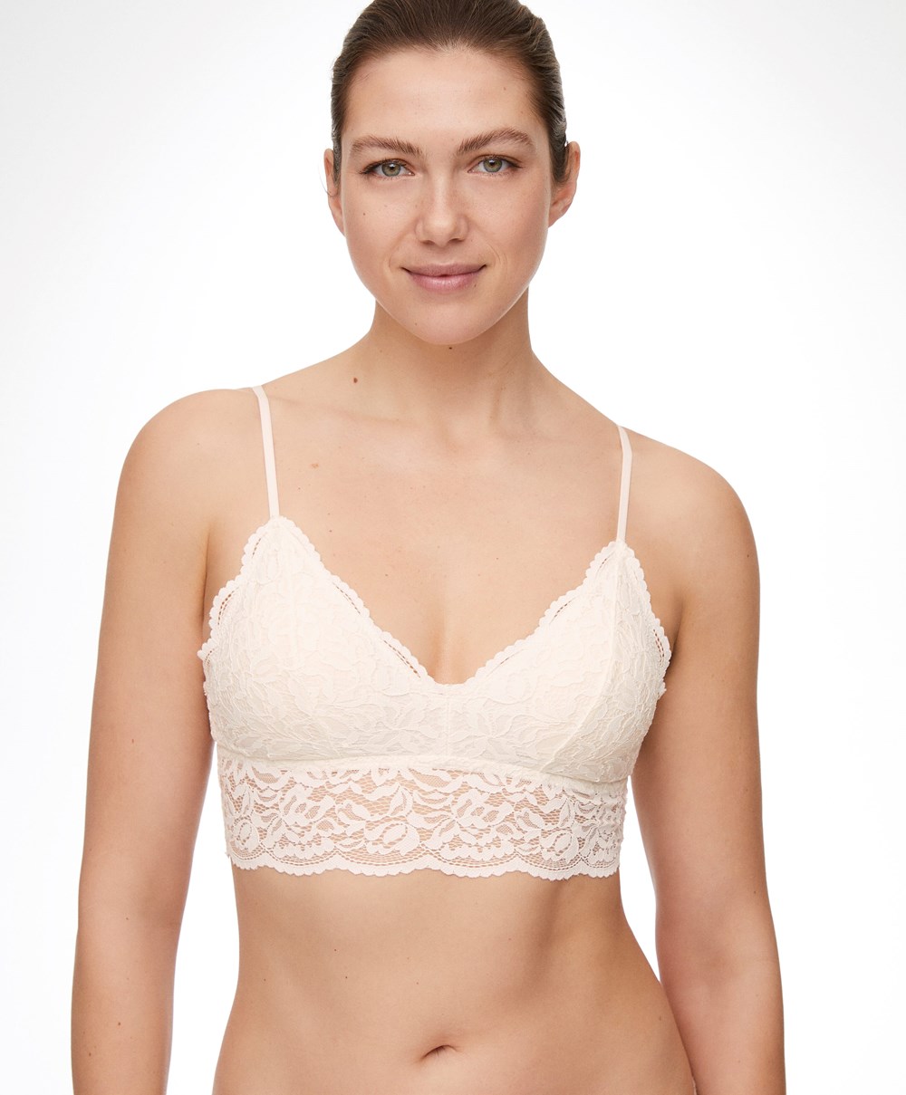 Oysho δαντελα Bralette Pale Ecru | CEDBFJ-164