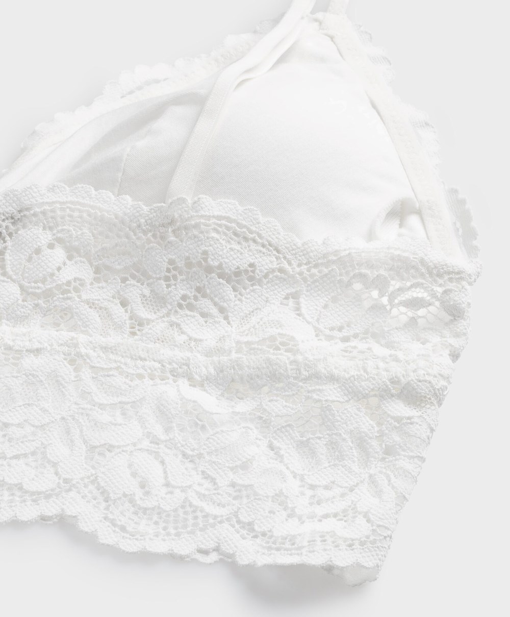 Oysho δαντελα Bralette Pale Ecru | CEDBFJ-164