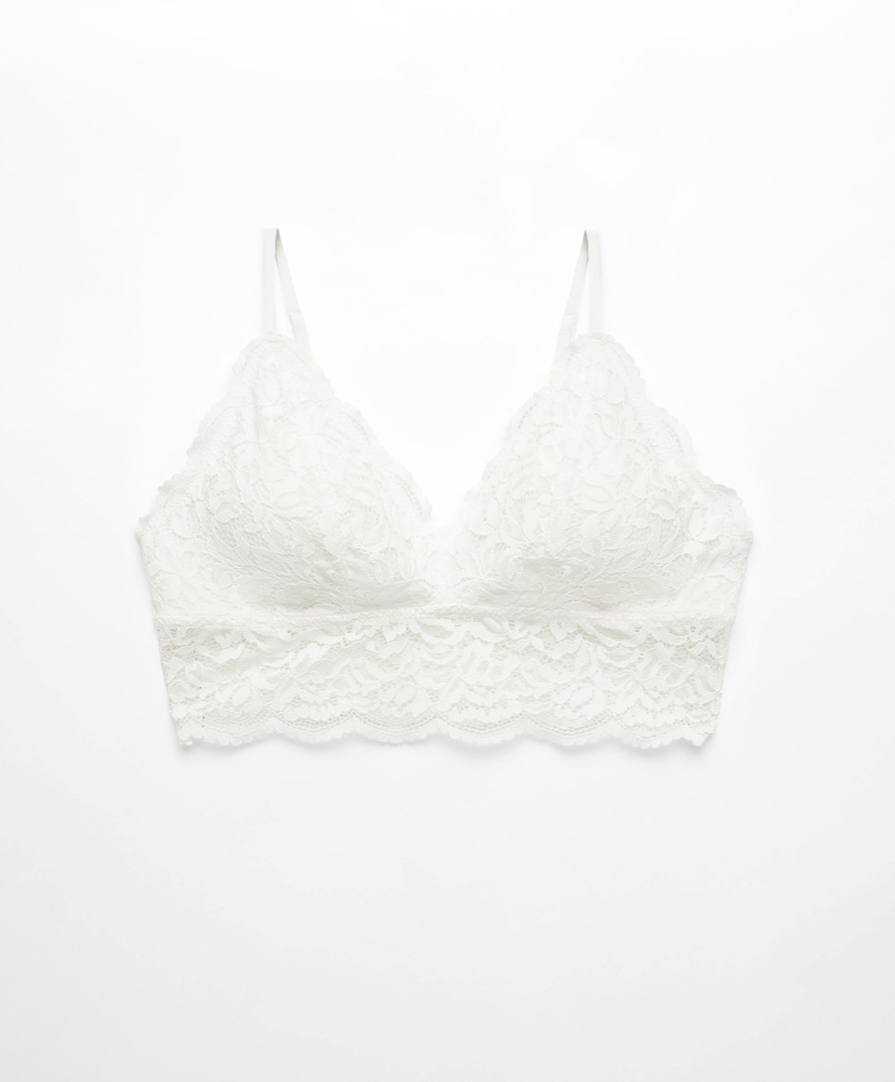 Oysho δαντελα Bralette Pale Ecru | CEDBFJ-164