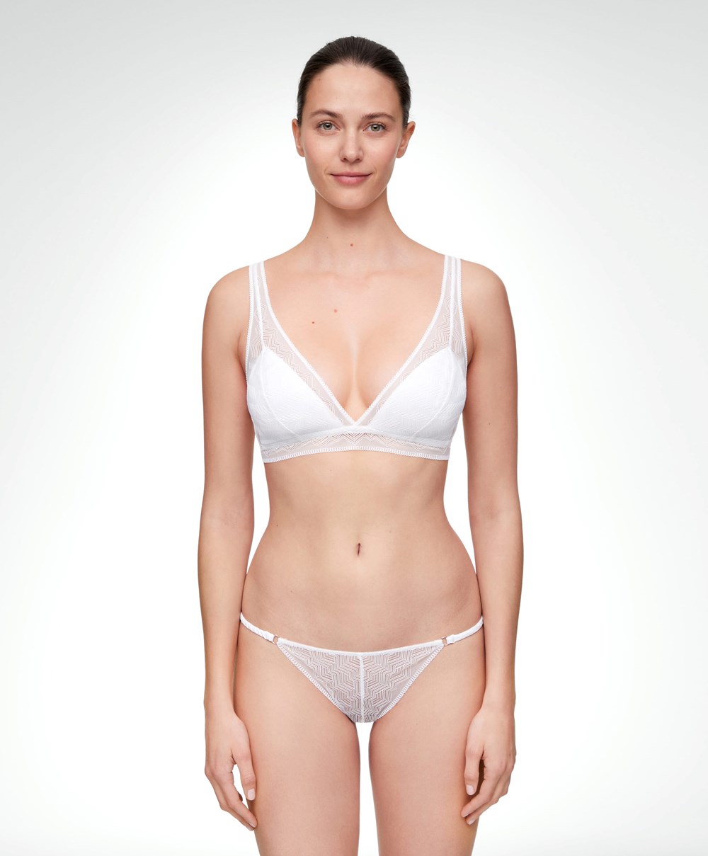 Oysho δαντελα Triangle Bra Pale Ecru | MGQPZK-260