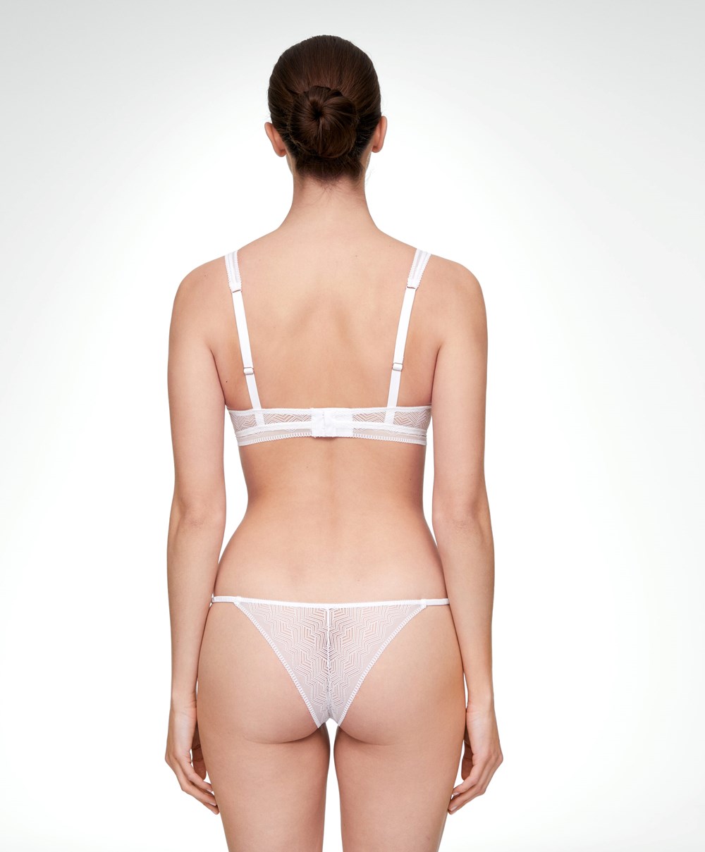 Oysho δαντελα Triangle Bra Pale Ecru | MGQPZK-260